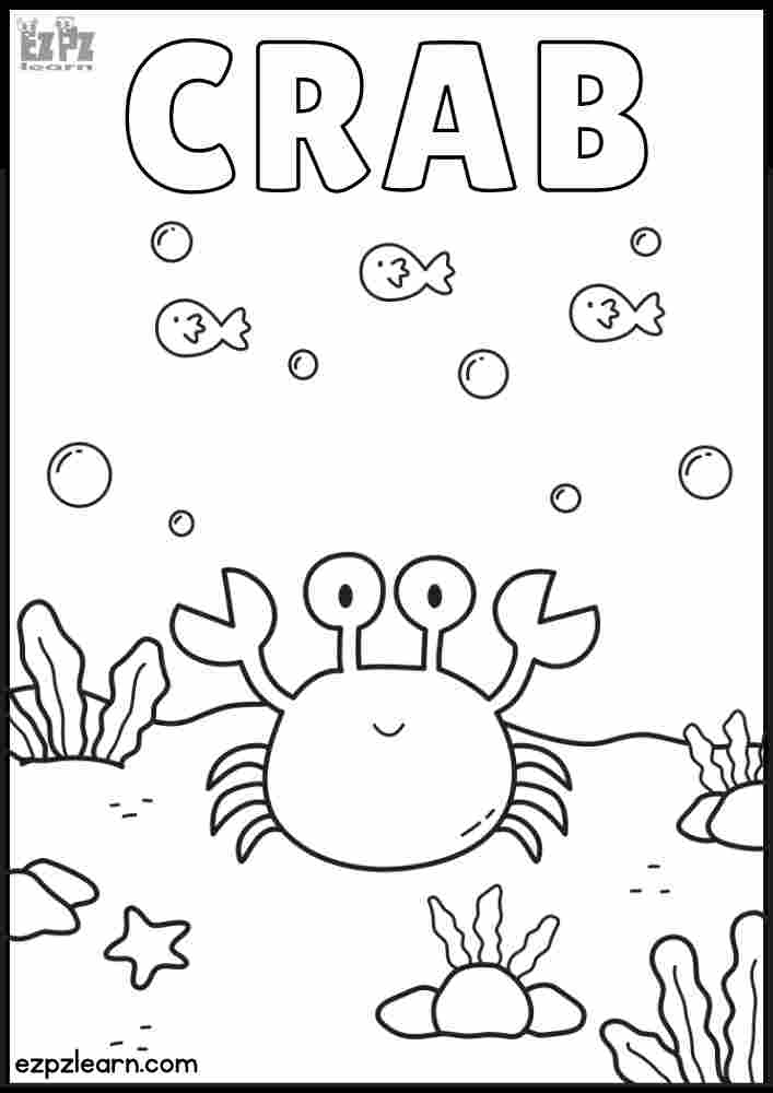 Crab Interactive Coloring Page. Color Online, Download and Print. Free